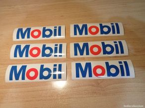 Coches y motocicletas: Lote 6 adhesivos Mobil 4,6 por 15 centimetros.